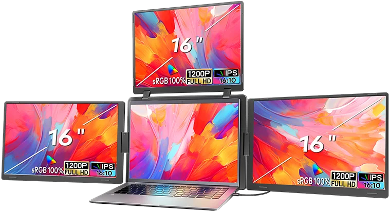 Dockup Triple Pro — laptop med tre 16-tommers skjermer