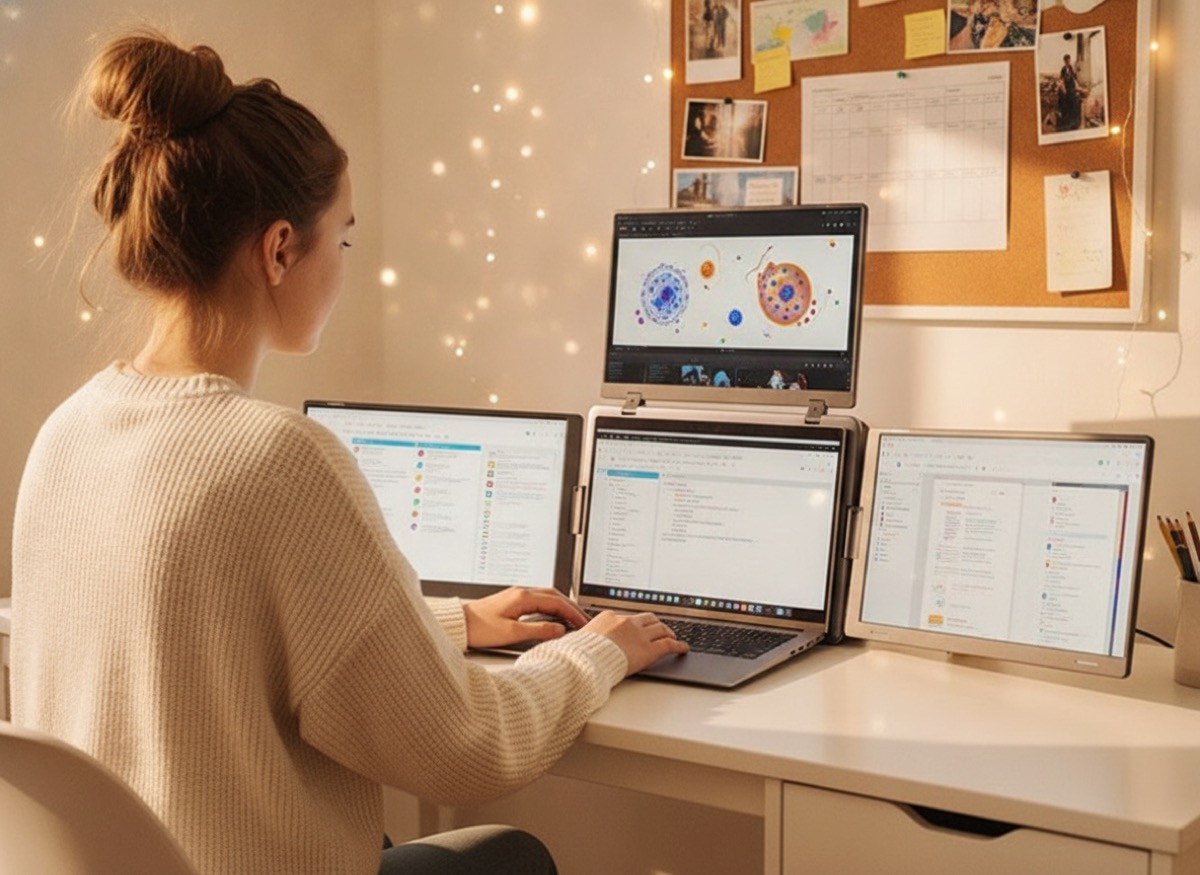 Student med Dockup Triple Pro på hybelen